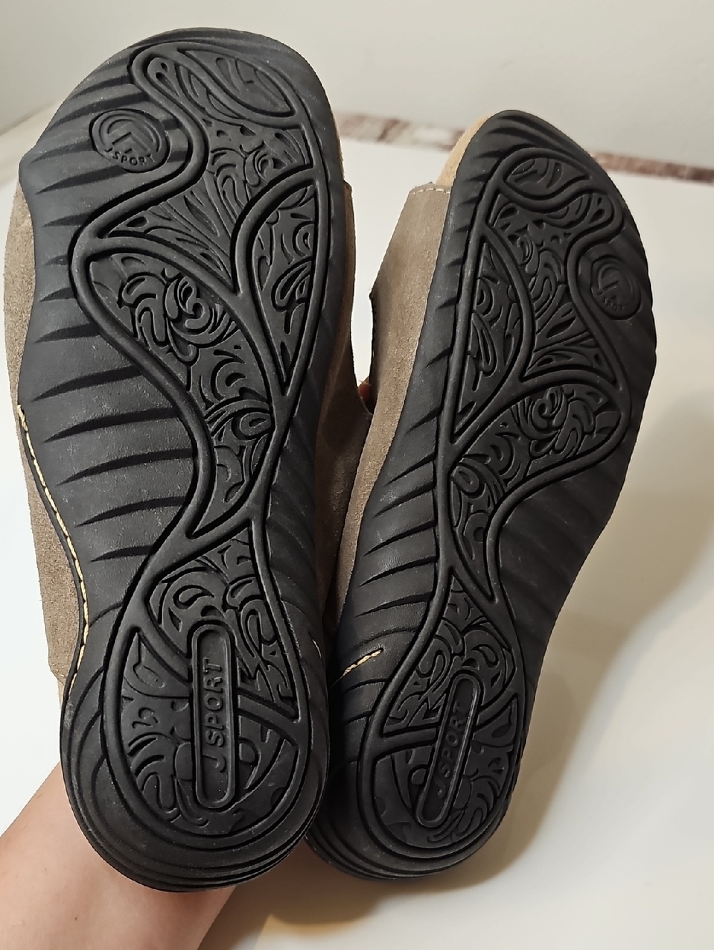 JSport by Jambu Women's Double-Buckle Suede Slide Sandal - Taupe Size 8M - Picture 6 of 6